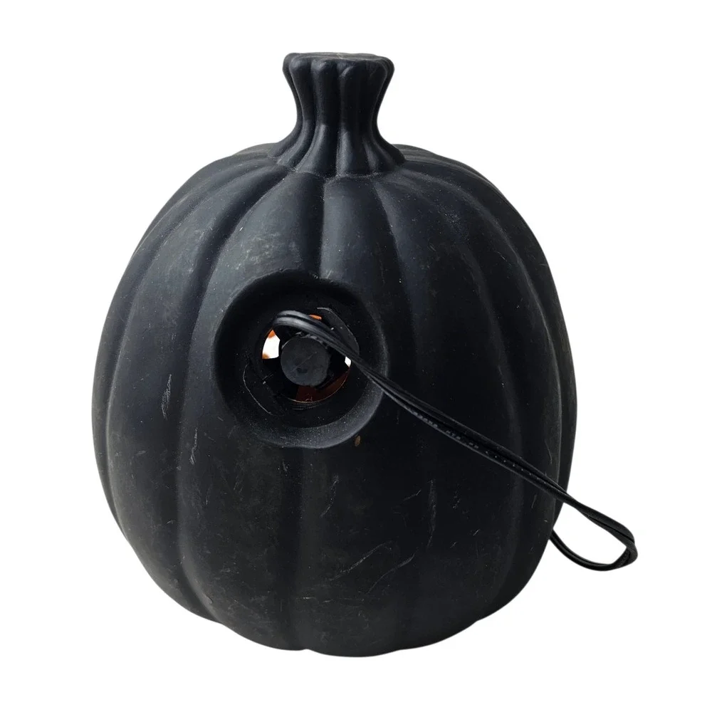 Black Halloween Pumpkin Decoration Light‎ Up Jack O Lantern Decor